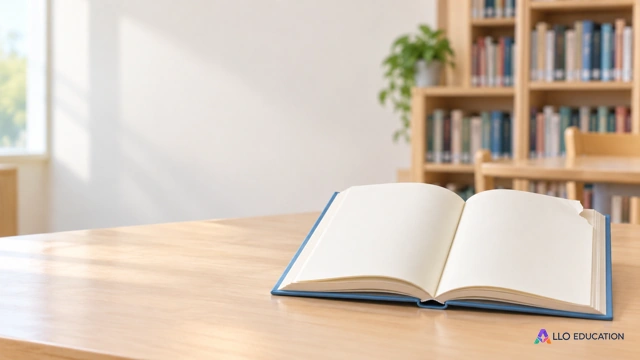 Un livre ouvert à pages unies avec un petit coin de page déchiré.