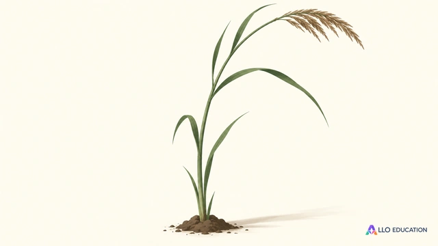 Un roseau vert se courbe sans se rompre, sur fond clair.