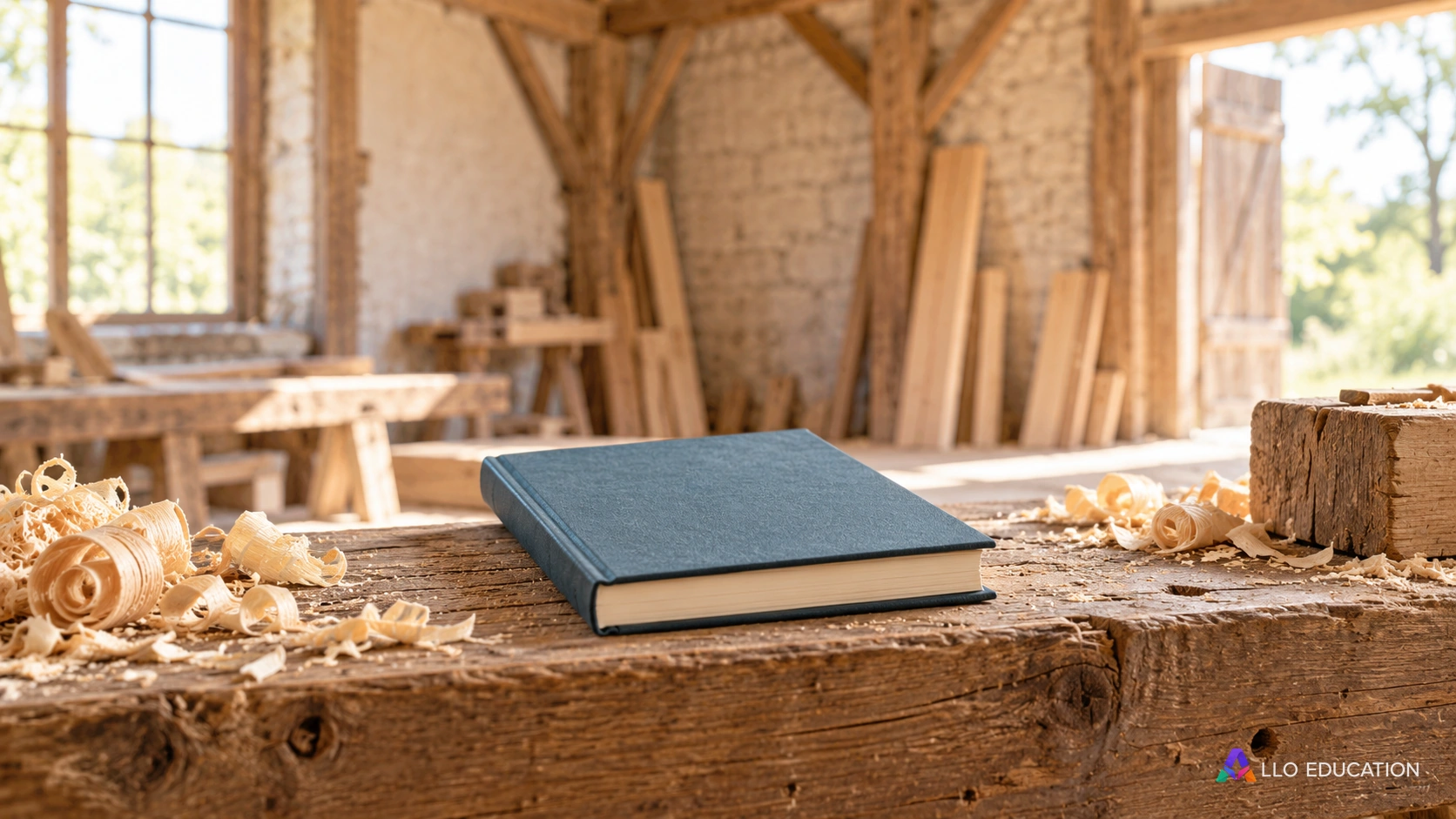 Livre fermé sur du bois brut : la lecture entre en tension avec le travail attendu.