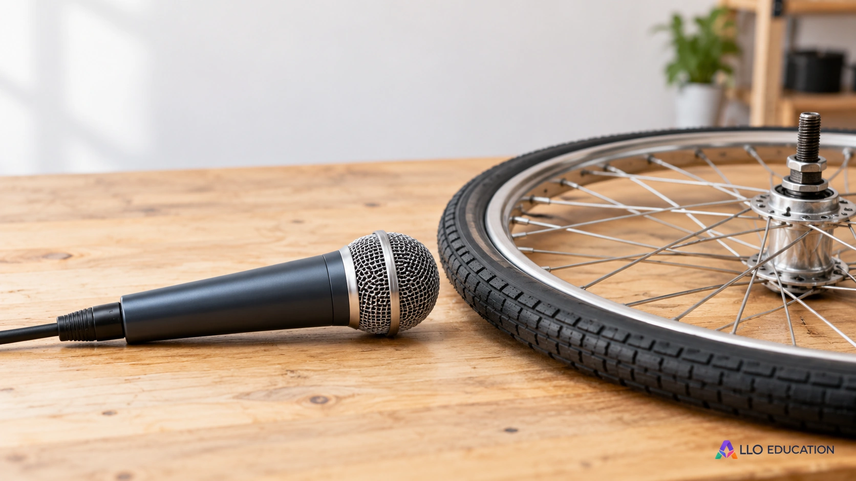 Microphone et roue de vélo : enquêter sur une information concernant un atelier.