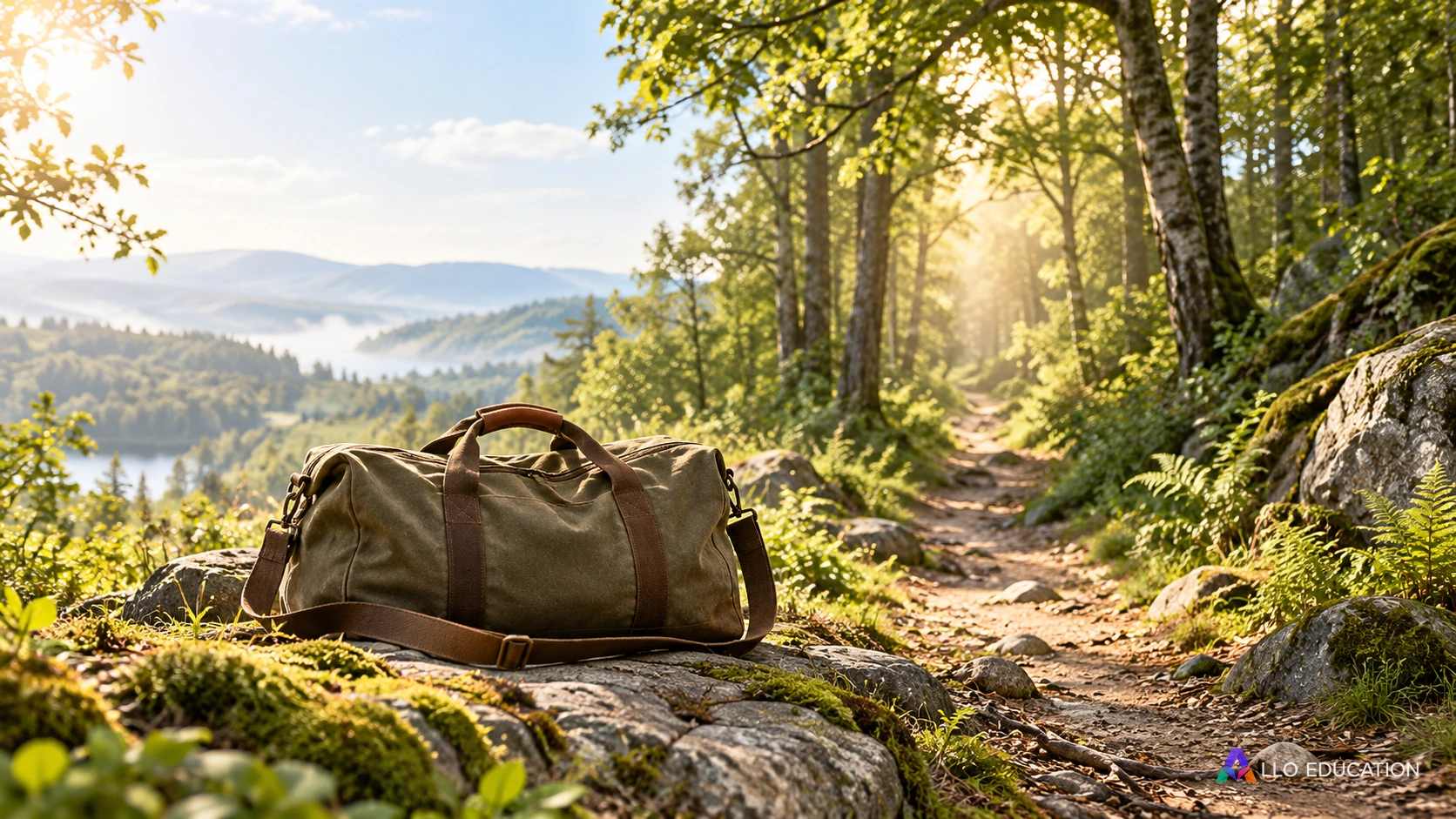 Un sac au départ d’un sentier inconnu annonce un récit d’aventure.