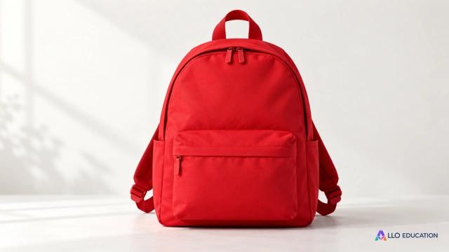 Un sac rouge unique avec une grande poignée sur fond clair.