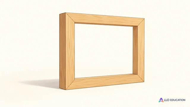 Un cadre de bois vide et entier, sans image ni inscription.