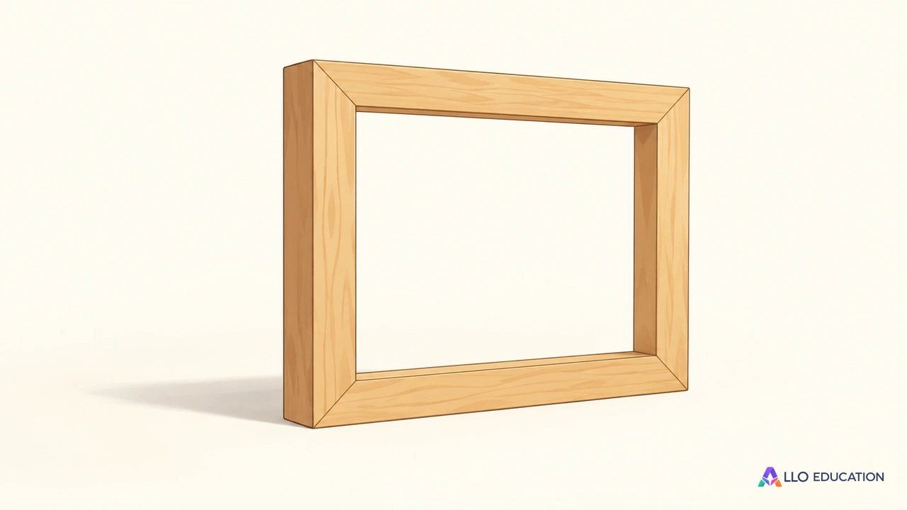 Un cadre de bois vide et entier, sans image ni inscription.