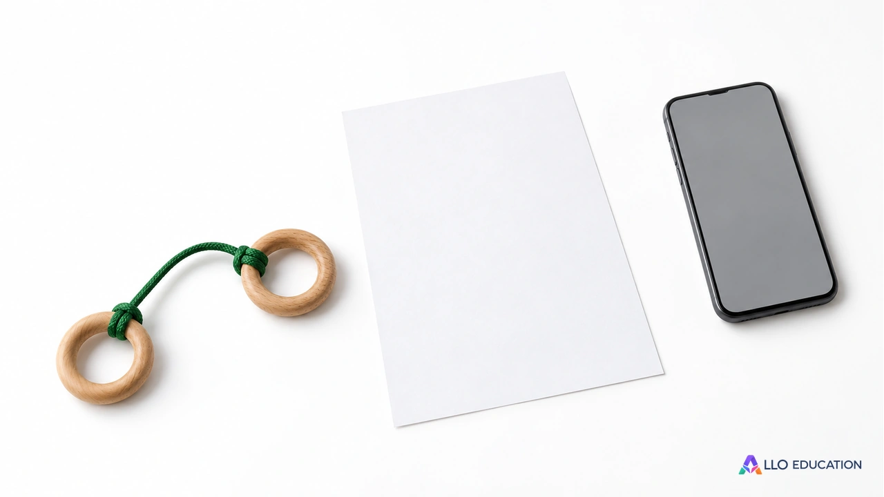 Anneaux reliés, feuille vierge et téléphone sans inscription : supports illustrés.