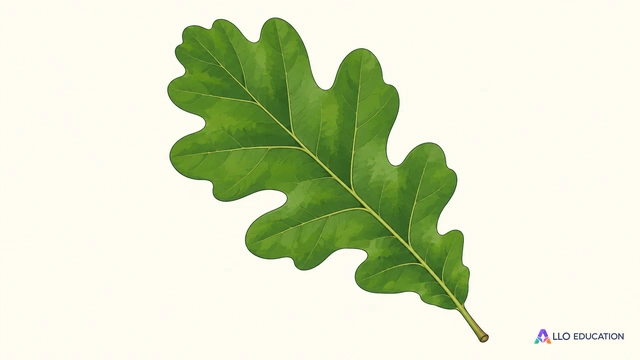 Une feuille de chêne entière sur fond clair, illustration muette.