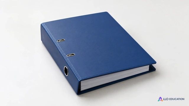 Un classeur de projet fermé et sans inscription, isolé sur un fond calme, aucun autre objet ni texte.