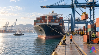 Un port fictif évoque la concentration de flux et la nécessité de liaisons continues.